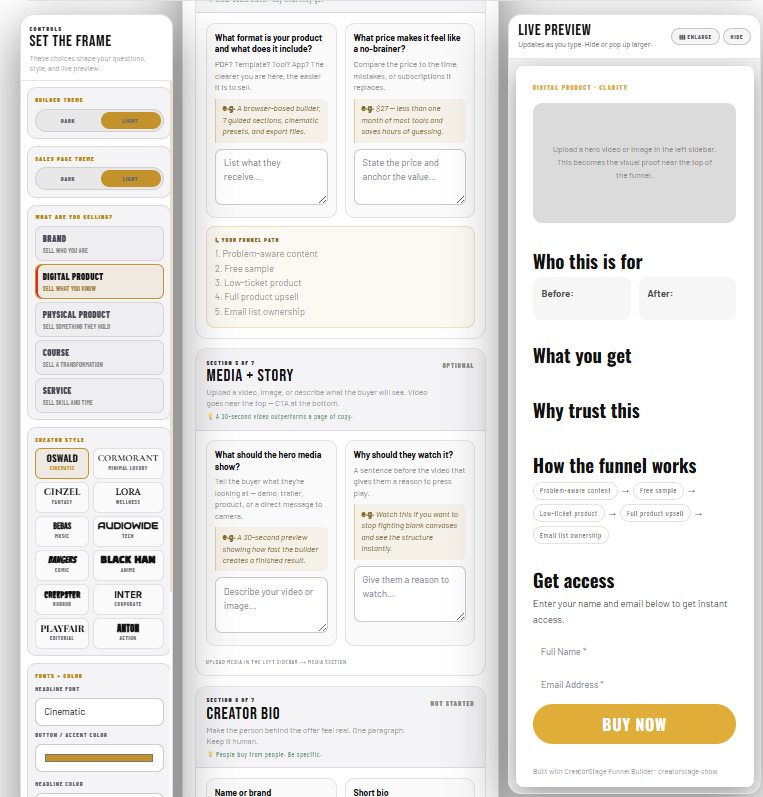 Funnel Builder light theme preview