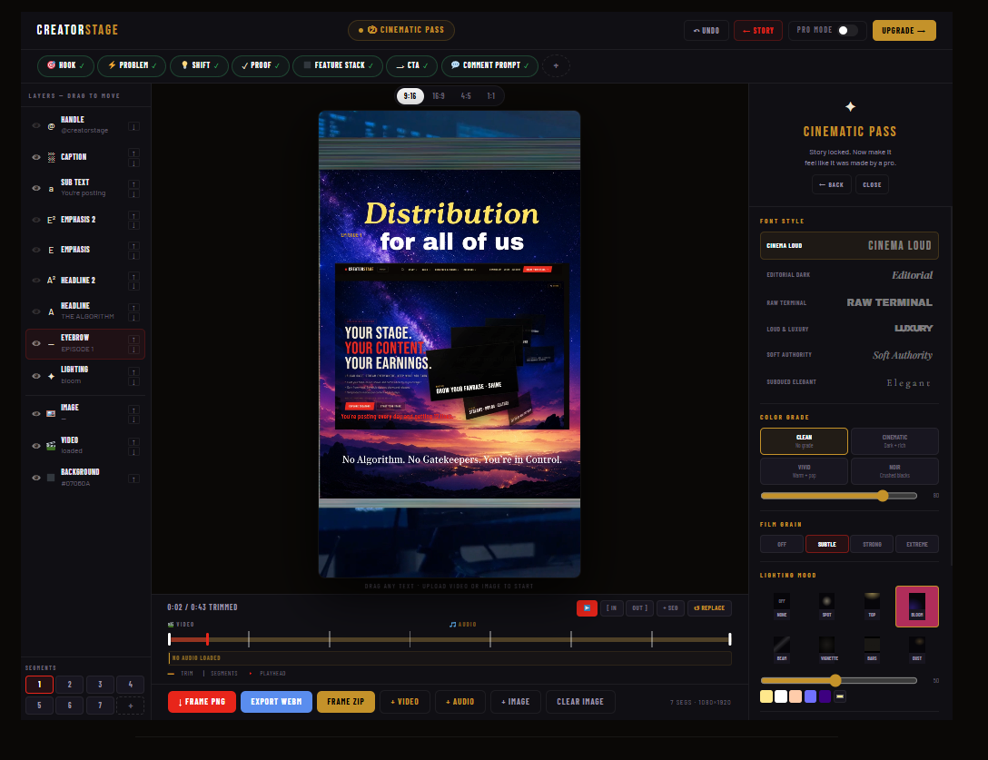 Reel Builder Pro dark theme